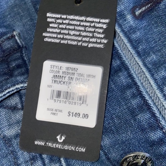 New True Religion Jean Jacket Jimmy SN Trucker Jacket Denim Jacket Size M - Picture 6 of 11